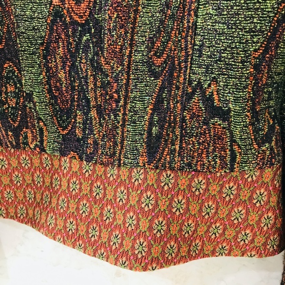 SOLD - ETRO {40} Wool Printed Jacket Orange & Green Tapestry - Picture 8 of 16